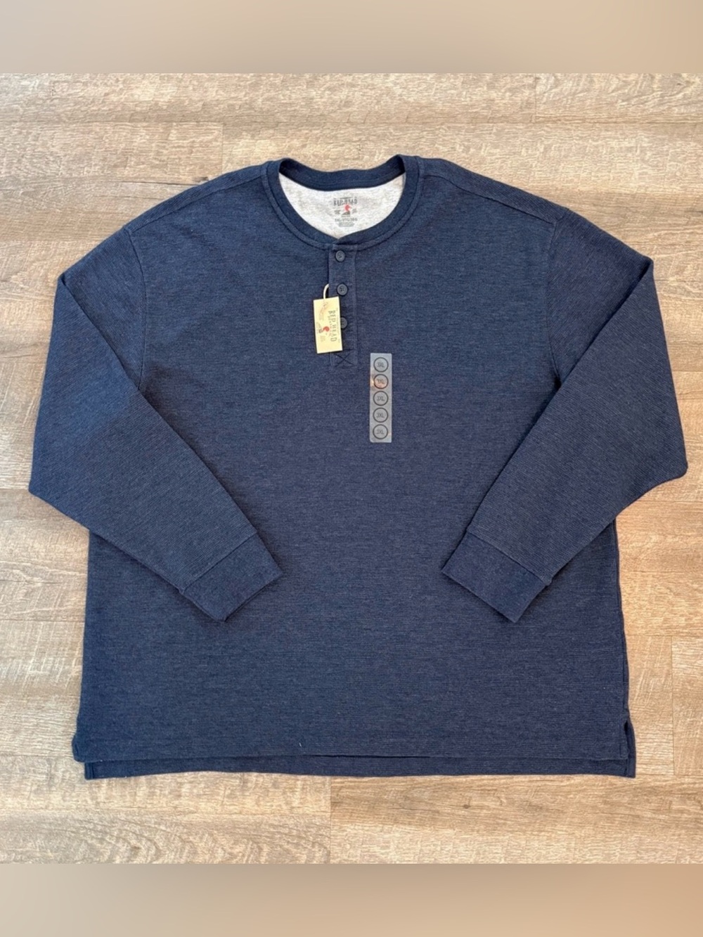 RedHead Waffle Knit Henley Shirt Mens 3XL Navy Long Sleeve NWT